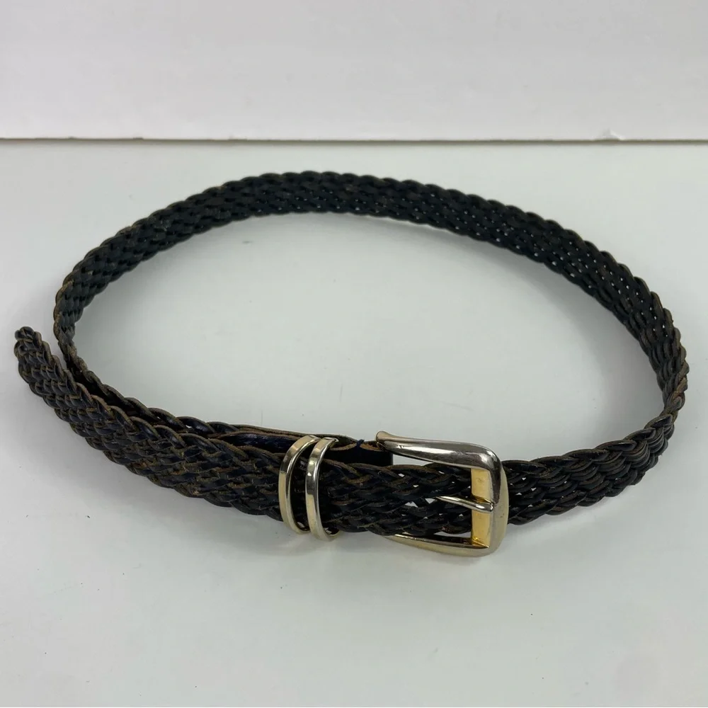 Talbots Navy Blue Braided‎ Leather Belt